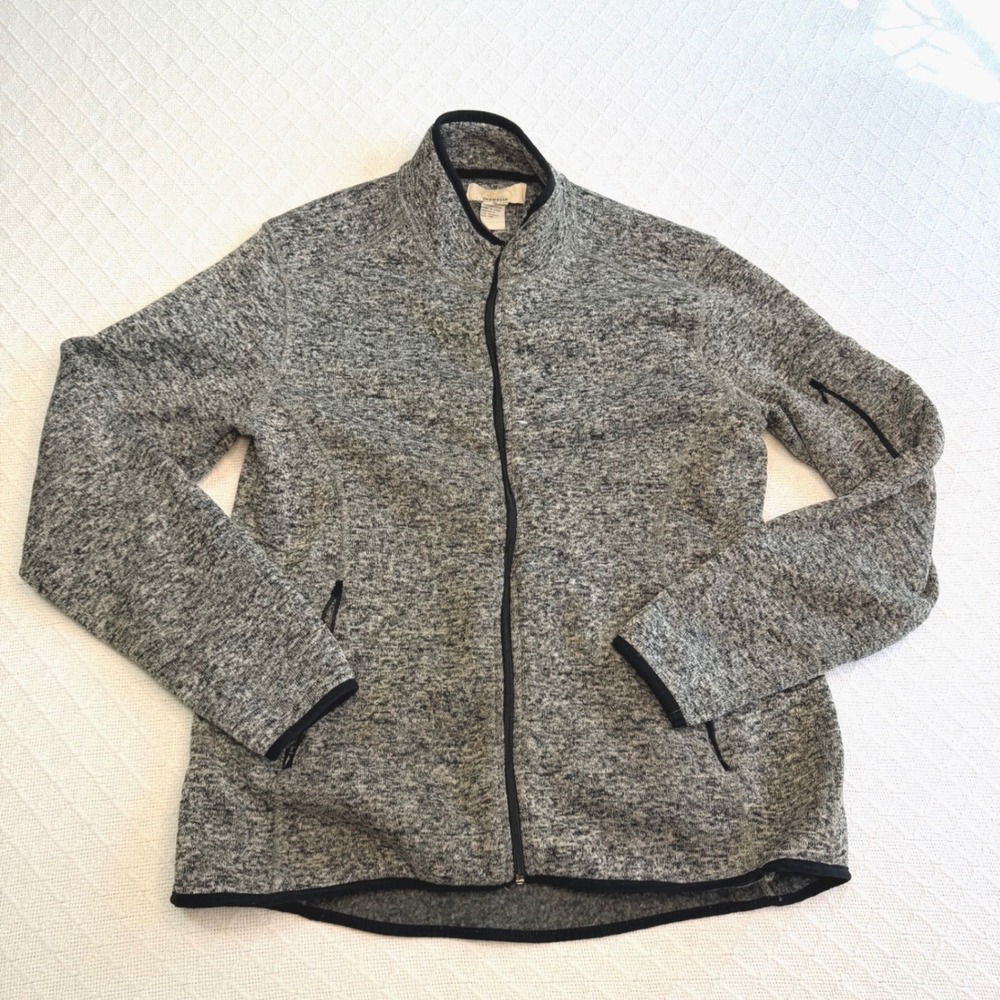 Chebella Womens Gray Marl Knit Full Zip Sweater Jacket Mock Neck XL RN106573